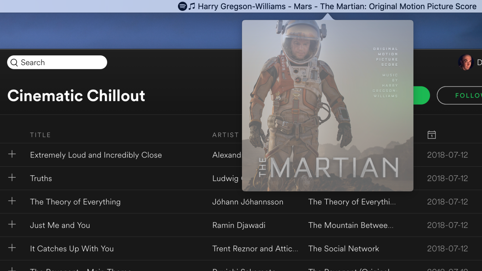 Spotify mac menu bar